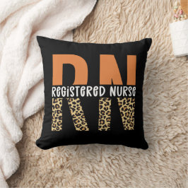 Cojín Decorativo Tipografía de Enfermera Registrada RN Leopardo