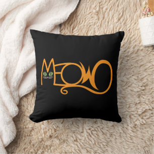 Cojín Decorativo Tipografía de gato maúlla NARANJA
