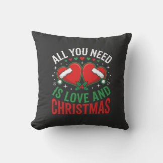 Cojín Decorativo Tipografía de Gorro de Santa Amor de Navidad