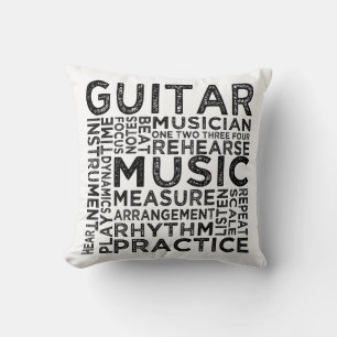 Cojín Decorativo Tipografía de guitarra