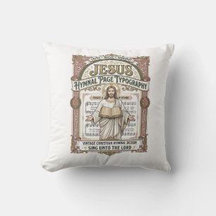 Cojín Decorativo Tipografía de la página del himnario de Jesús Pági