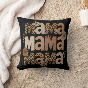 Cojín Decorativo Tipografía de Mama de Leopardo Estético