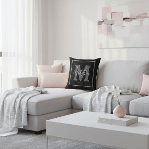 Cojín Decorativo Tipografía de monograma de nombre personalizado en