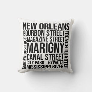 Cojín Decorativo Tipografía de monumentos de Nueva Orleans - Arte W