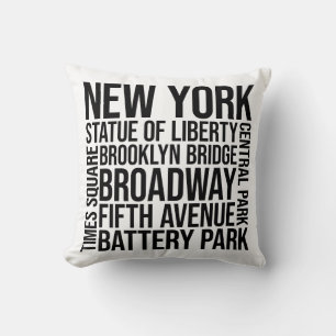 Cojín Decorativo Tipografía de monumentos de Nueva York - Arte Word