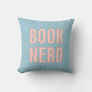Cojín Decorativo Tipografía de nerd de libros lector azul