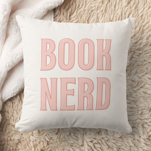 Cojín Decorativo Tipografía de nerd de libros lector azul
