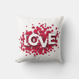 Cojín Decorativo Tipografía de pétalos de rosa de AMOR – Póster rom