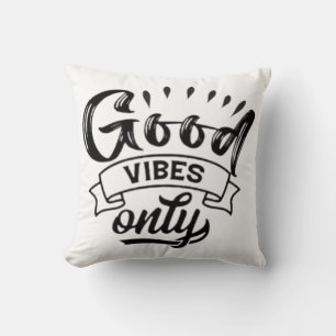 Cojín Decorativo Tipografía de Pincel Solo Buenas Vibraciones