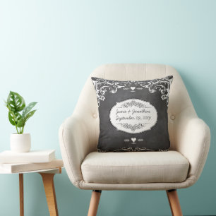 Cojín Decorativo Tipografía de Pizarra Bodas