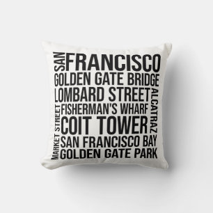 Cojín Decorativo Tipografía de San Francisco - Arte Word de Califor