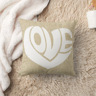 Cojín Decorativo Tipografía del texto del corazón del amor retro