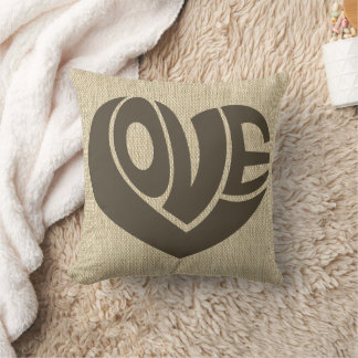 Cojín Decorativo Tipografía del texto del corazón del amor retro