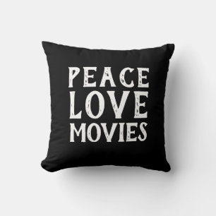 Cojín Decorativo tipografía divertida PAZ AMOR PELÍCULAS
