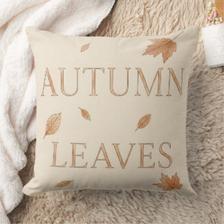 Cojín Decorativo Tipografía editorial de acuarela de hojas de otoño