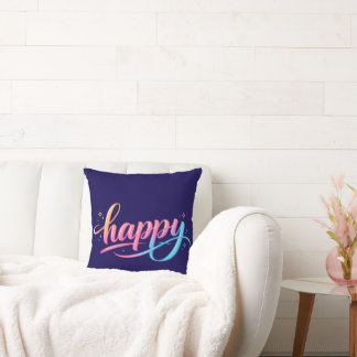 Cojín Decorativo Tipografía FELIZ Gradiente Pastel Vibrante - Moder