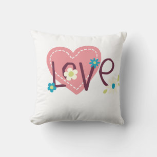 Cojín Decorativo Tipografía floral del corazón del amor Arte del cl