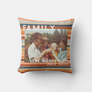 Cojín Decorativo Tipografía fotográfica de la familia de personaliz