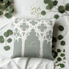Cojín Decorativo Tipografía gótica minimalista elegante verde pálid