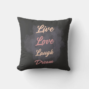 Cojín Decorativo Tipografía Inspiradora Vive Ama Ríe Sueña