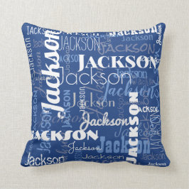 Cojín Decorativo Tipografía moderna blanca azul del perfil de