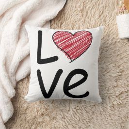 Cojín Decorativo Tipografía moderna de corazón dibujado a mano amor