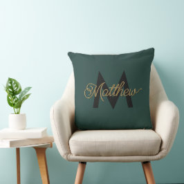 Cojín Decorativo Tipografía moderna de oro Añadir nombre y monogram