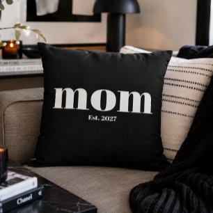Cojín Decorativo Tipografía Moderna Negra y Blanca Regalo para Mamá