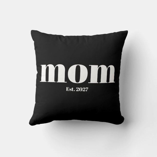 Cojín Decorativo Tipografía Moderna Negra y Blanca Regalo para Mamá (Reverso)