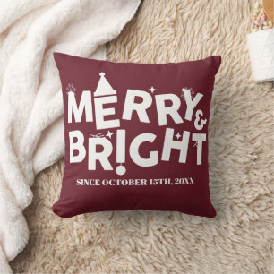 Cojín Decorativo Tipografía Moderna Simple Feliz Fiesta de Navidad