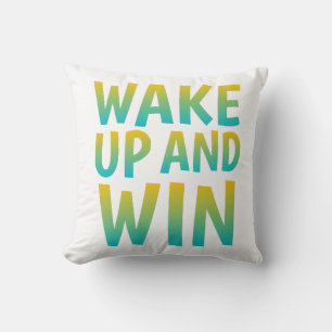 Cojín Decorativo Tipografía Motivacional Despierta y Gana