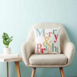 Cojín Decorativo Tipografía navidad Merry y brillante