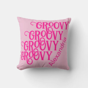 Cojín Decorativo Tipografía personalizada de rosa caliente