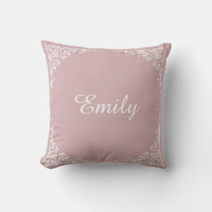 Cojín Decorativo Tipografía personalizada moderna de color rosa pol