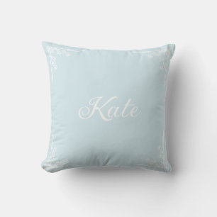 Cojín Decorativo Tipografía personalizada moderna pastel azul Nombr