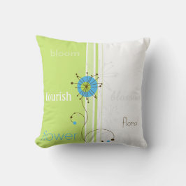 Cojín Decorativo Tipografía verde de flor simple moderna