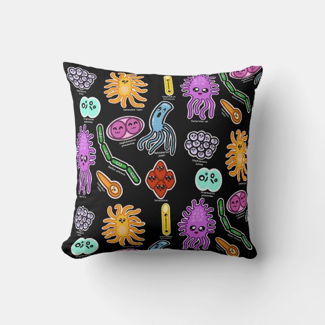 Cojín Decorativo Tipos de bacterias (Anverso)