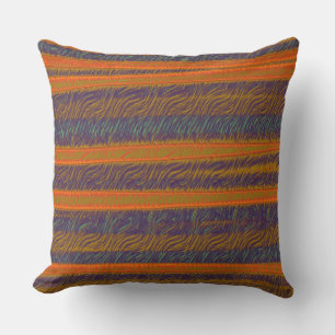 Cojín Decorativo Tiras abstractas púrpura Naranja
