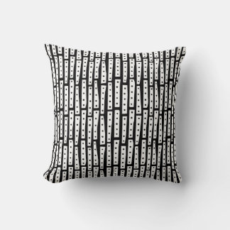 Cojín Decorativo Tiras abstractas verticales - blancas en negro