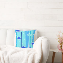 Cojín Decorativo tiras azules nubes puntos