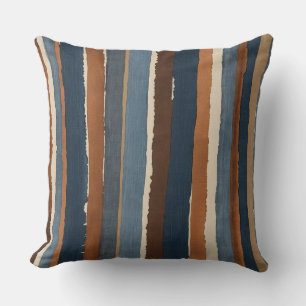Cojín Decorativo Tiras de cobre y marrón denim-azul