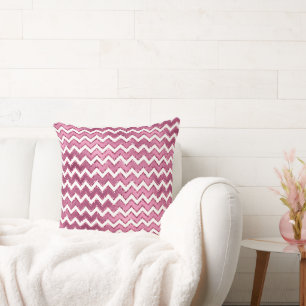 Cojín Decorativo Tiras de Zigzag Blanco Rosa