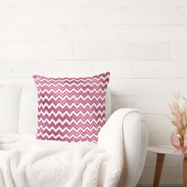 Cojín Decorativo Tiras de Zigzag Blanco Rosa (Sofá)