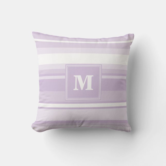 Cojín Decorativo Tiras moradas monogramo (Anverso)