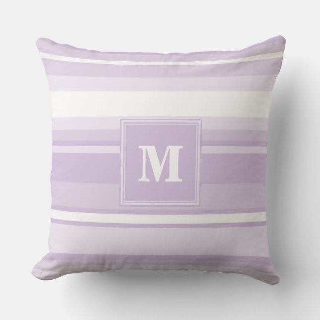 Cojín Decorativo Tiras moradas monogramo (Anverso)