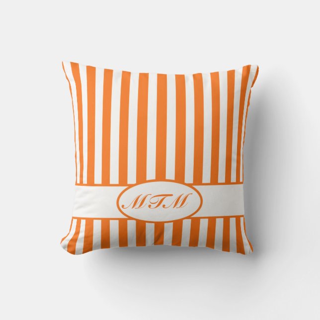 Cojín Decorativo Tiras otoñales de calabaza con monograma (Anverso)