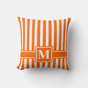 Cojín Decorativo Tiras Tangerinas Modernas con Monograma