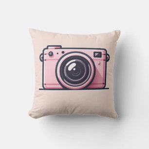 Cojín Decorativo Tiro fotográfico de cámara instantánea rosa de mod