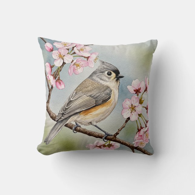 Cojín Decorativo Titmouse Sakura Pillow (Anverso)