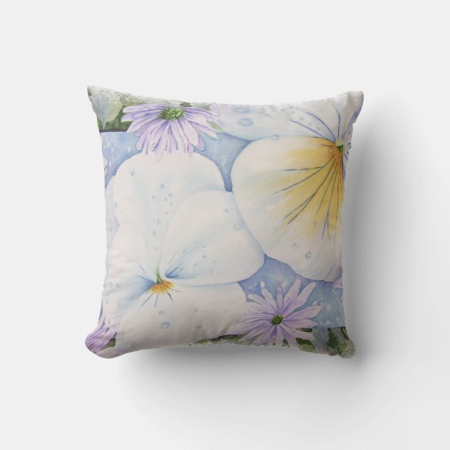 COJÍN DECORATIVO TÍTULO DE PILLOW FIESTA DE PANSY BLANCO (Anverso)